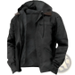Men's Winter Fleece Lined Hooded Jacket with Leather Accents