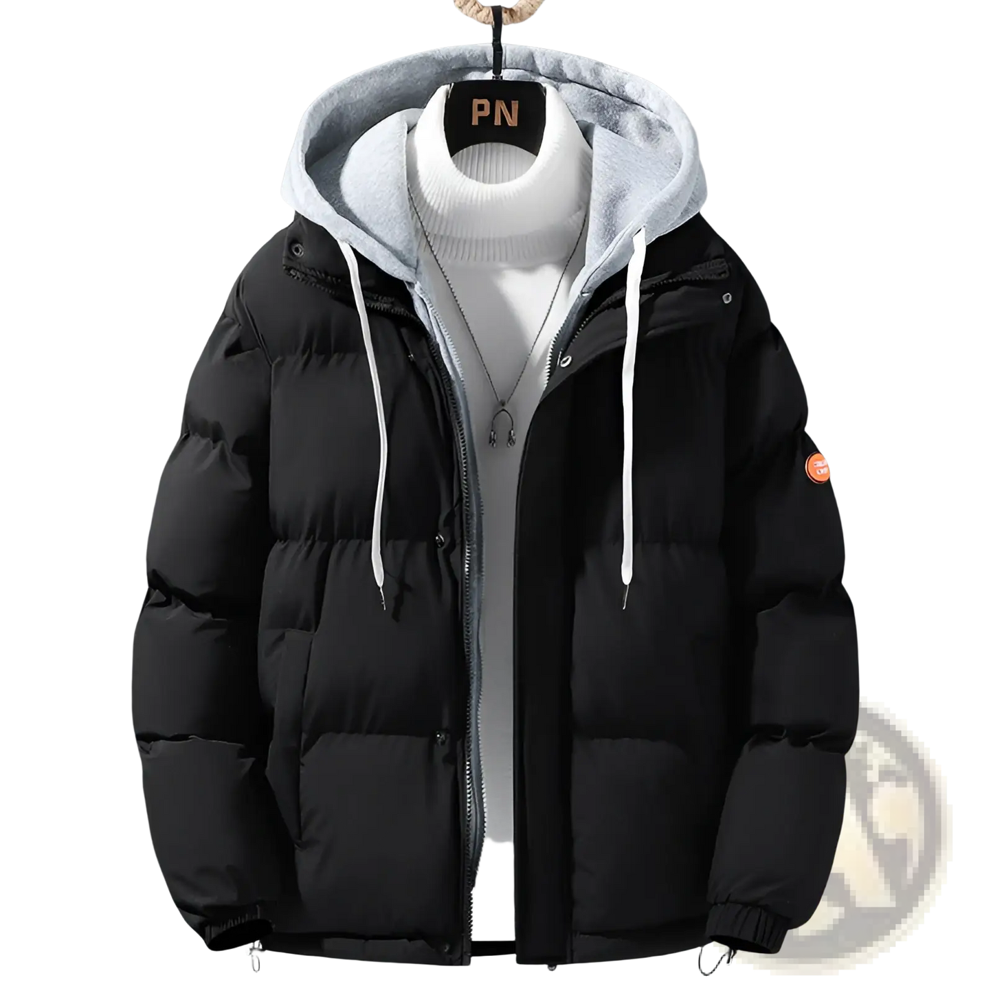 Men's Winter Windproof Layered Hooded Puffer Jacket