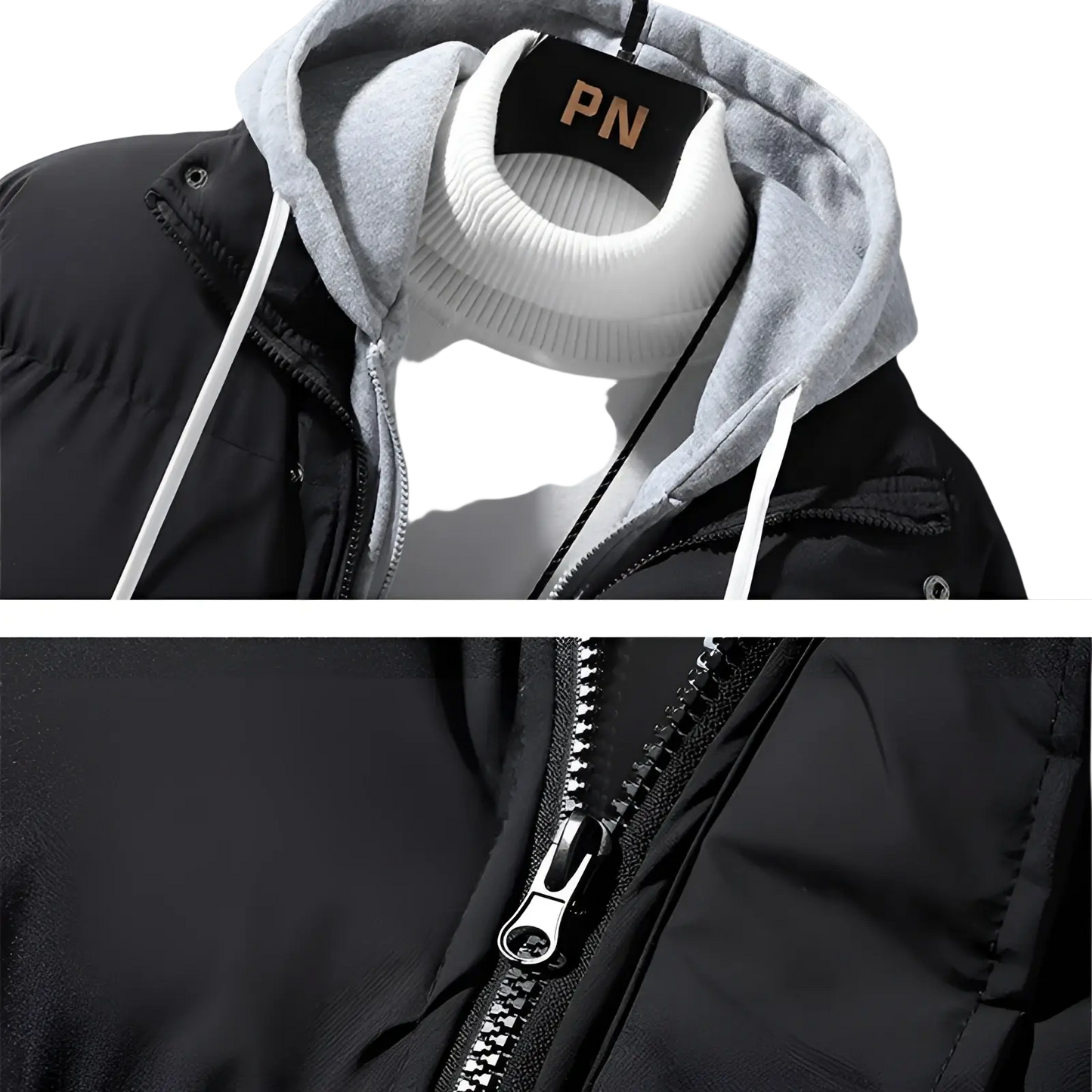 Men's Winter Windproof Layered Hooded Puffer Jacket
