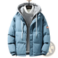 Men's Winter Windproof Layered Hooded Puffer Jacket