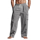 Men's Loose Fit Breathable Linen Wide Leg Cargo Pants
