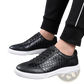 Men's Woven Leather Casual Sneakers White Black