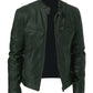 Men's Slim Fit Stand Collar Faux Leather Biker Jacket