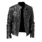 Men's Slim Fit Stand Collar Faux Leather Biker Jacket