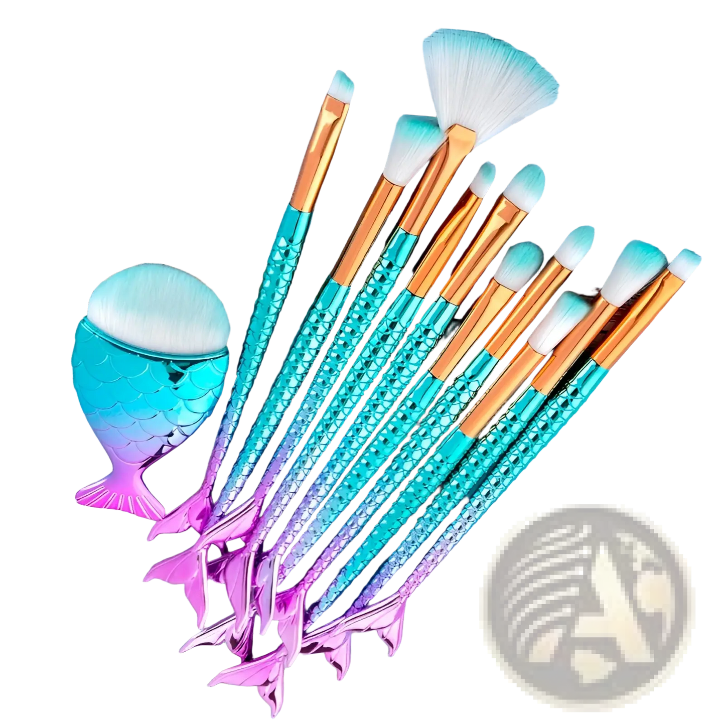 Mermaid Makeup Brush Set 11pcs Synthetic Fiber Kit