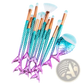 Mermaid Makeup Brush Set 11pcs Synthetic Fiber Kit