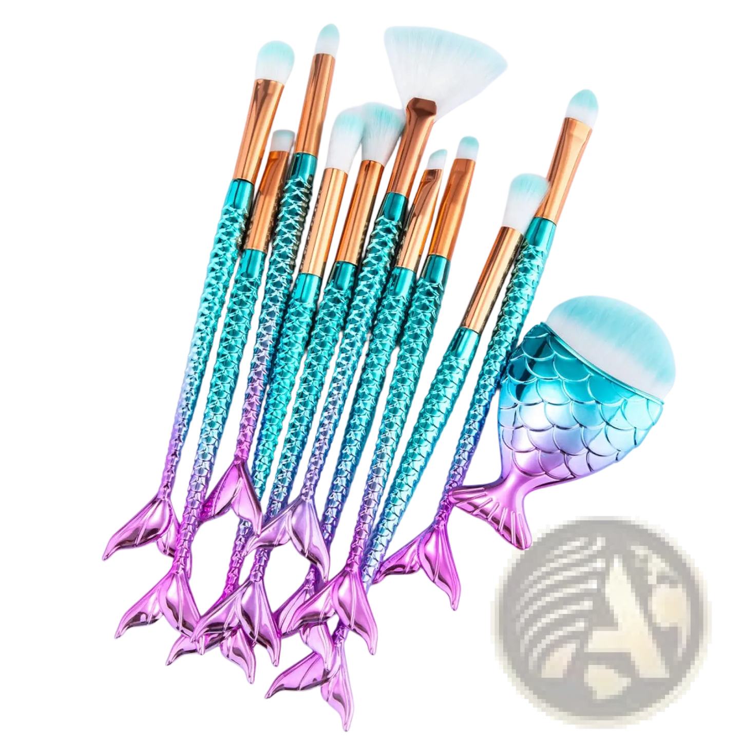 Mermaid Makeup Brush Set 11pcs Synthetic Fiber Kit