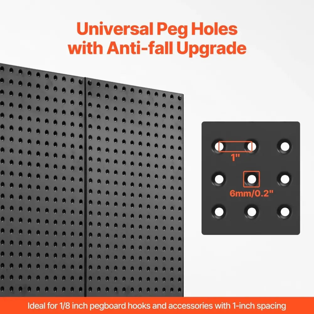 Black Heavy Duty Steel Pegboard Wall Organizer 2 Pack