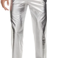 Metallic Silver High Waist Straight Leg Disco Pants