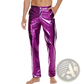 Metallic Silver High Waist Straight Leg Disco Pants