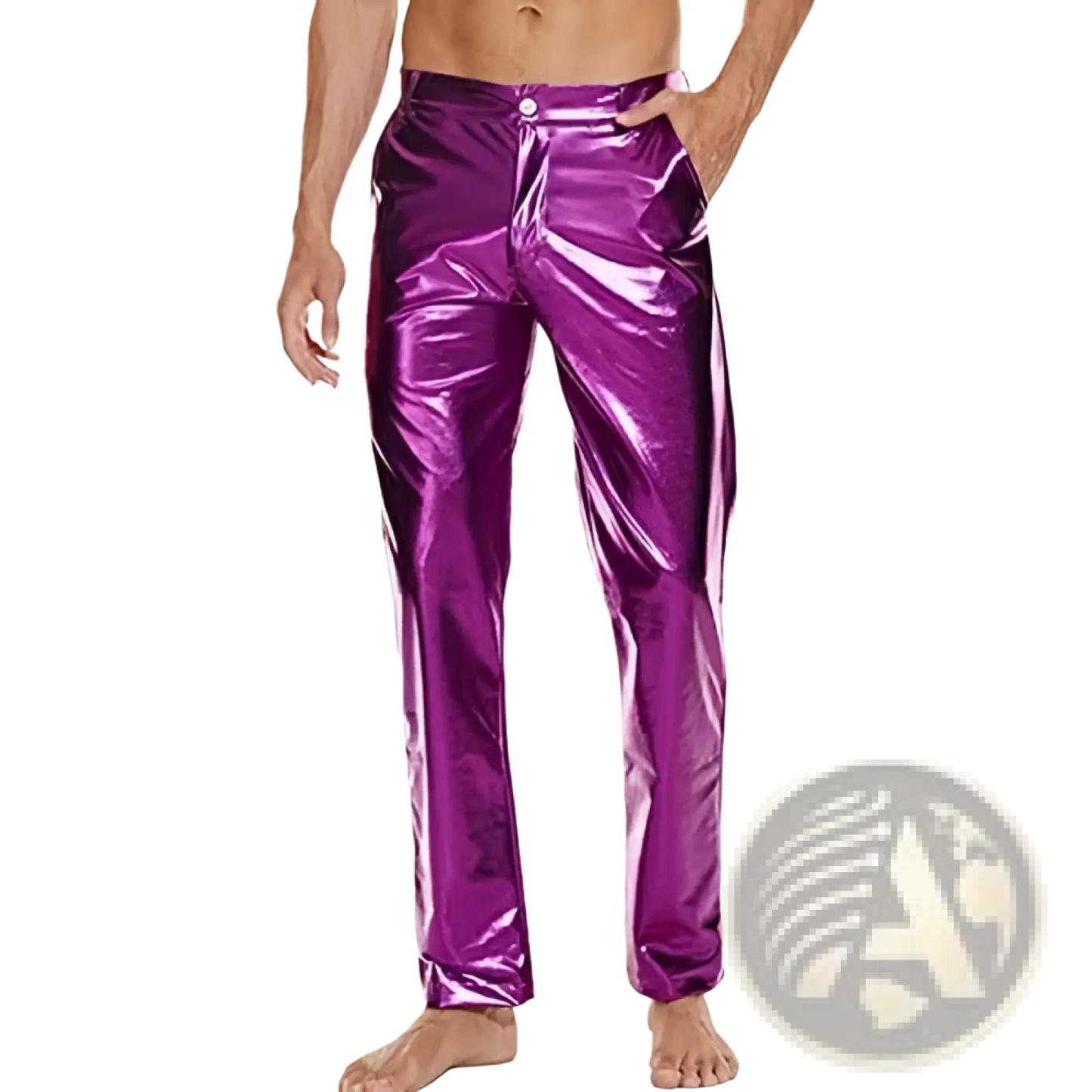 Metallic Silver High Waist Straight Leg Disco Pants