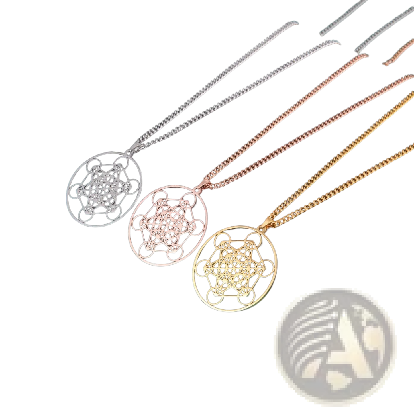 Metatron Cube Stainless Steel Moon Goddess Necklace