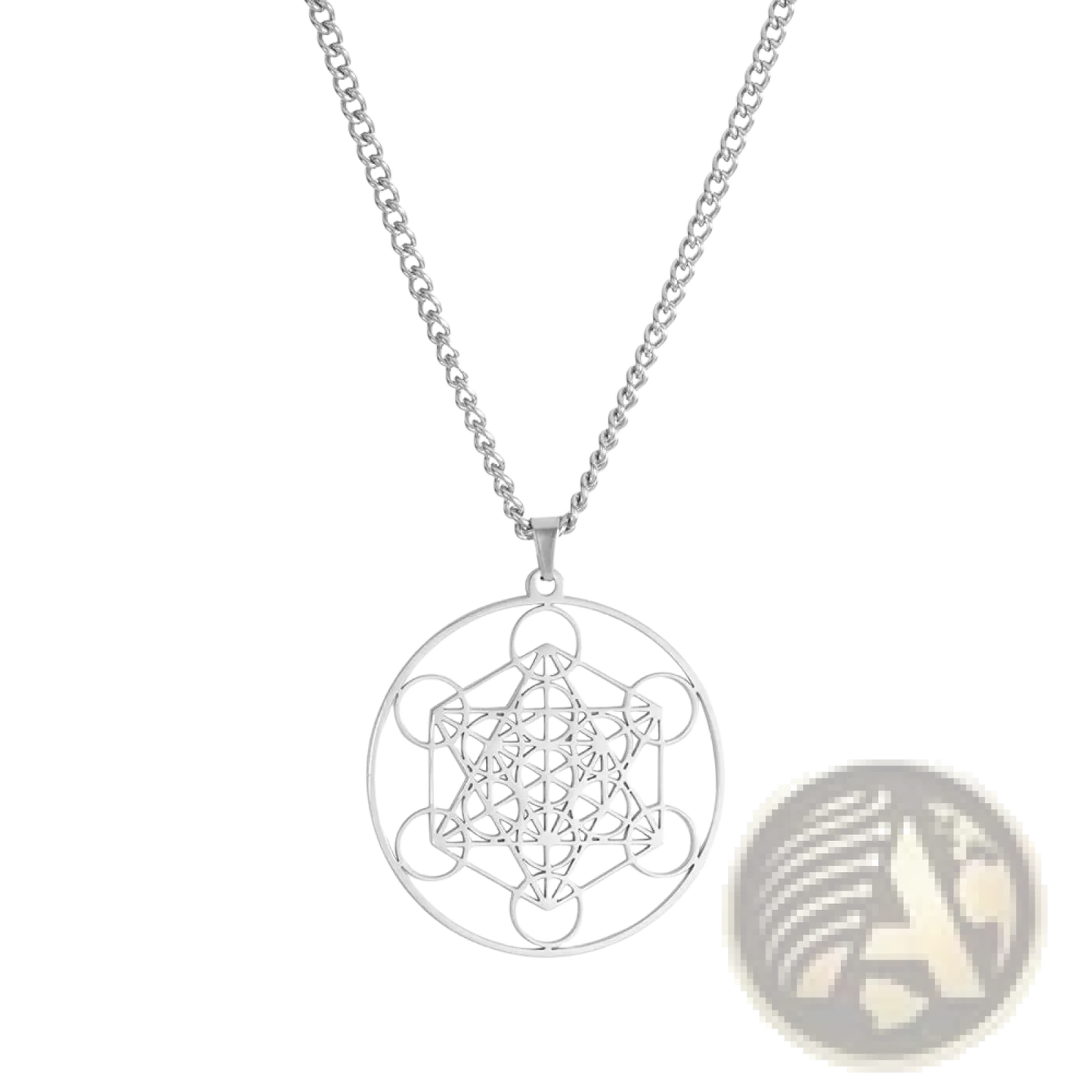 Metatron Cube Stainless Steel Moon Goddess Necklace