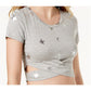 Material Girl Active Juniors Metallic Print Crisscross Top Heather Grey Combo Size Extra Small