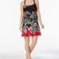 Linea Donatella Women's Duchess Mesh Lace-Racerback Chemise Black/Red Size Small