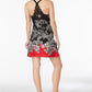 Linea Donatella Women's Duchess Mesh Lace-Racerback Chemise Black/Red Size Small