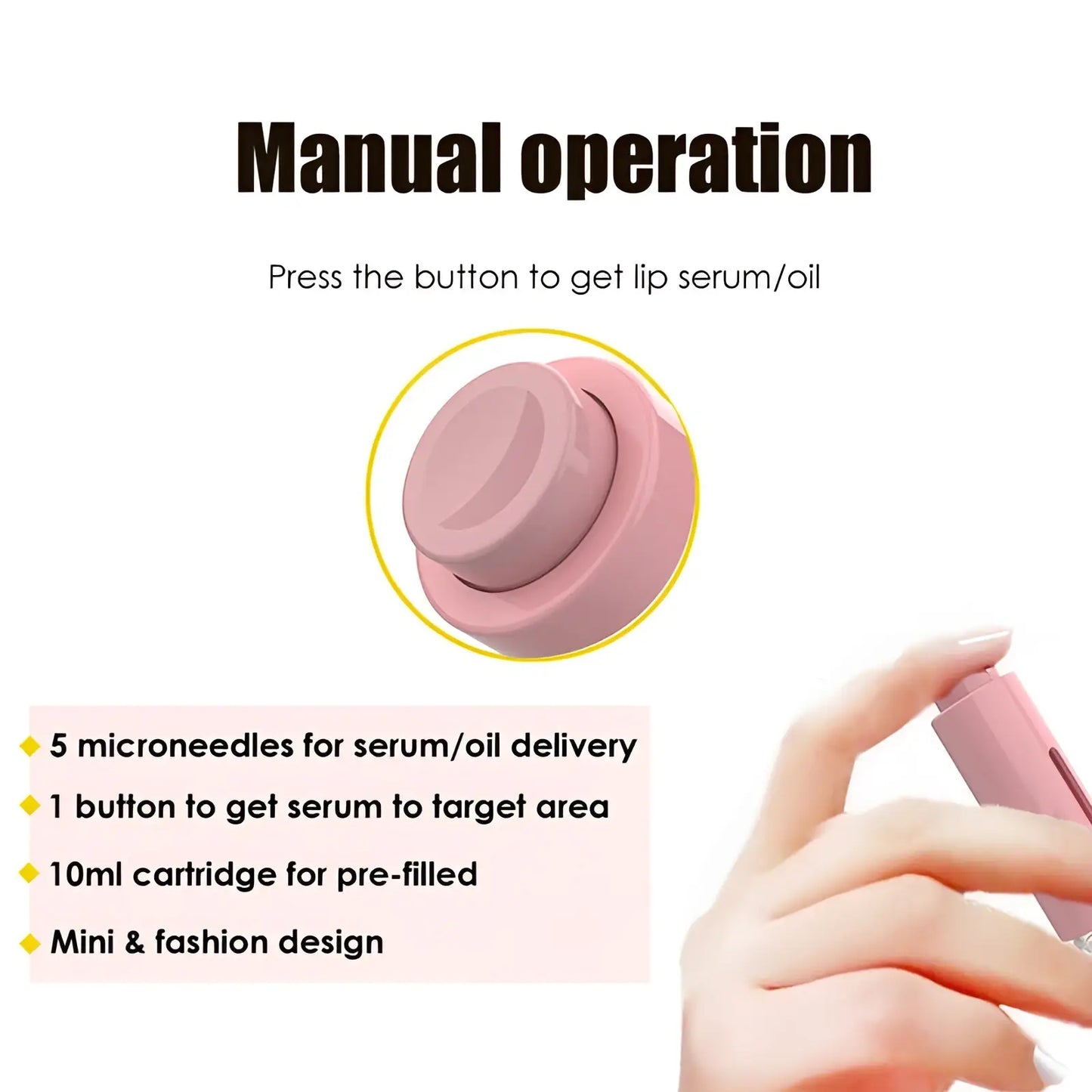 Microneedle Lip Roller and Serum Applicator Device