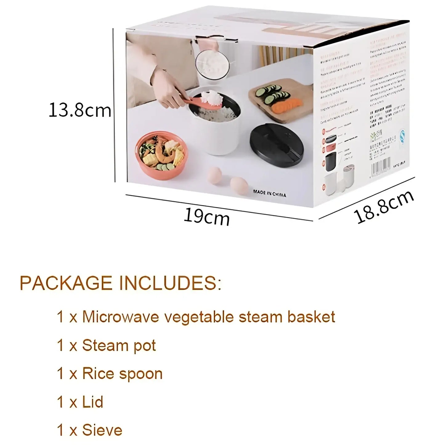 Microwave Rice Cooker 2l Steamer with Strainer Spoon