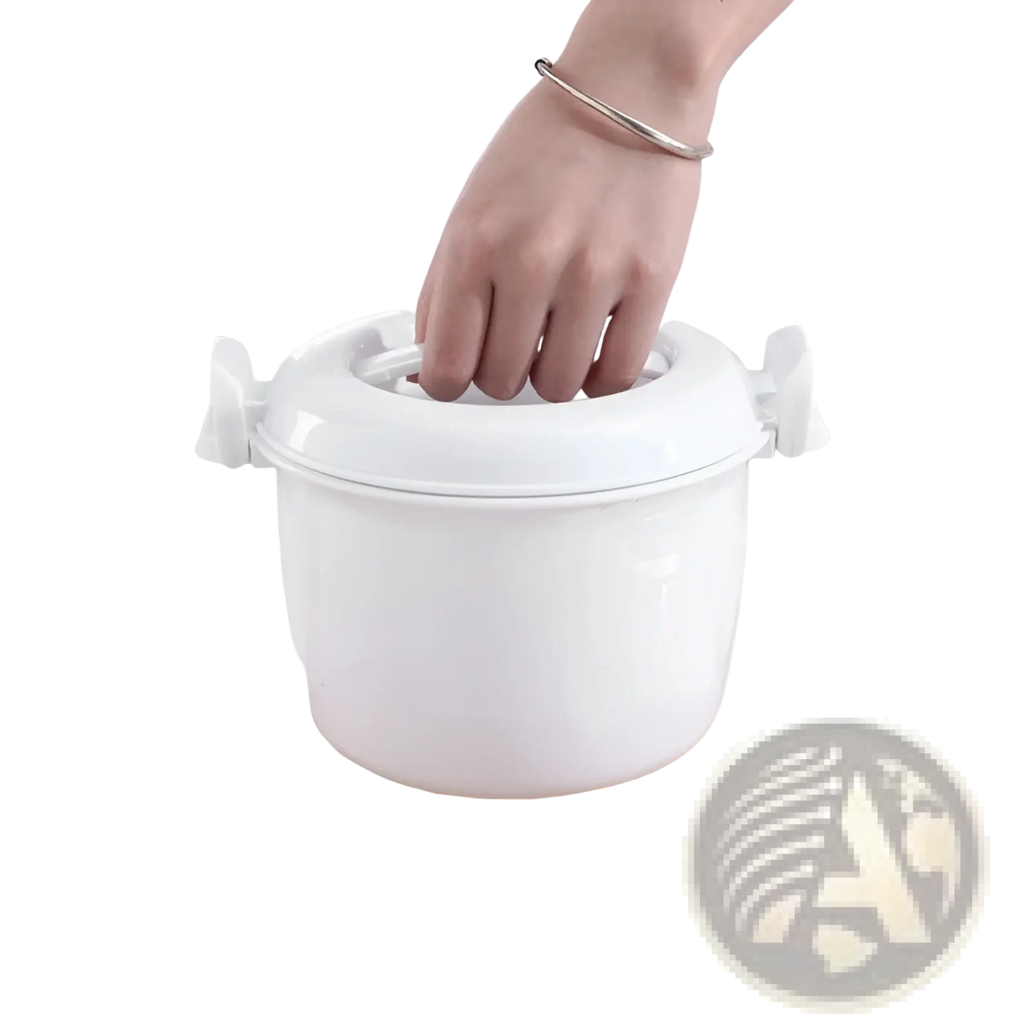 Microwave Rice Cooker with Steamer Lid and Handles