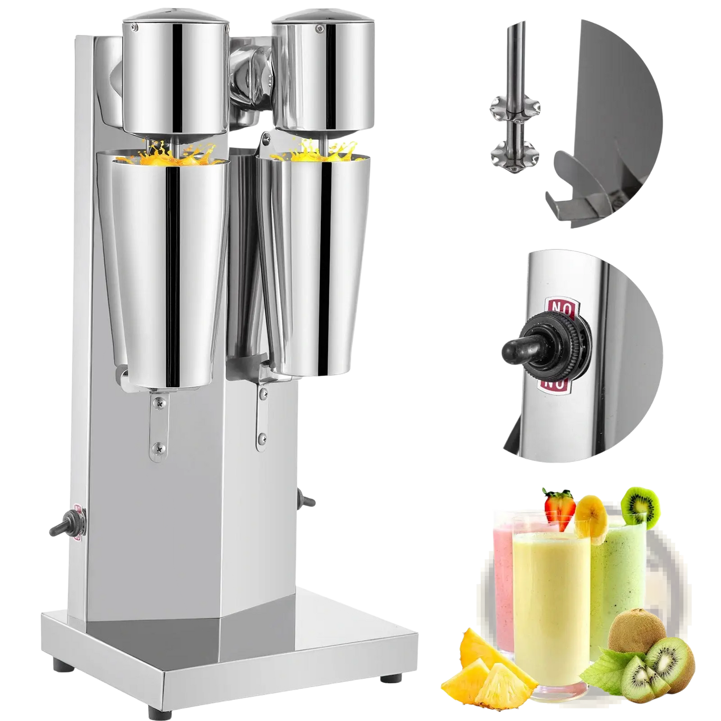 Milkshake Maker Commercial Double Head 180w Silver