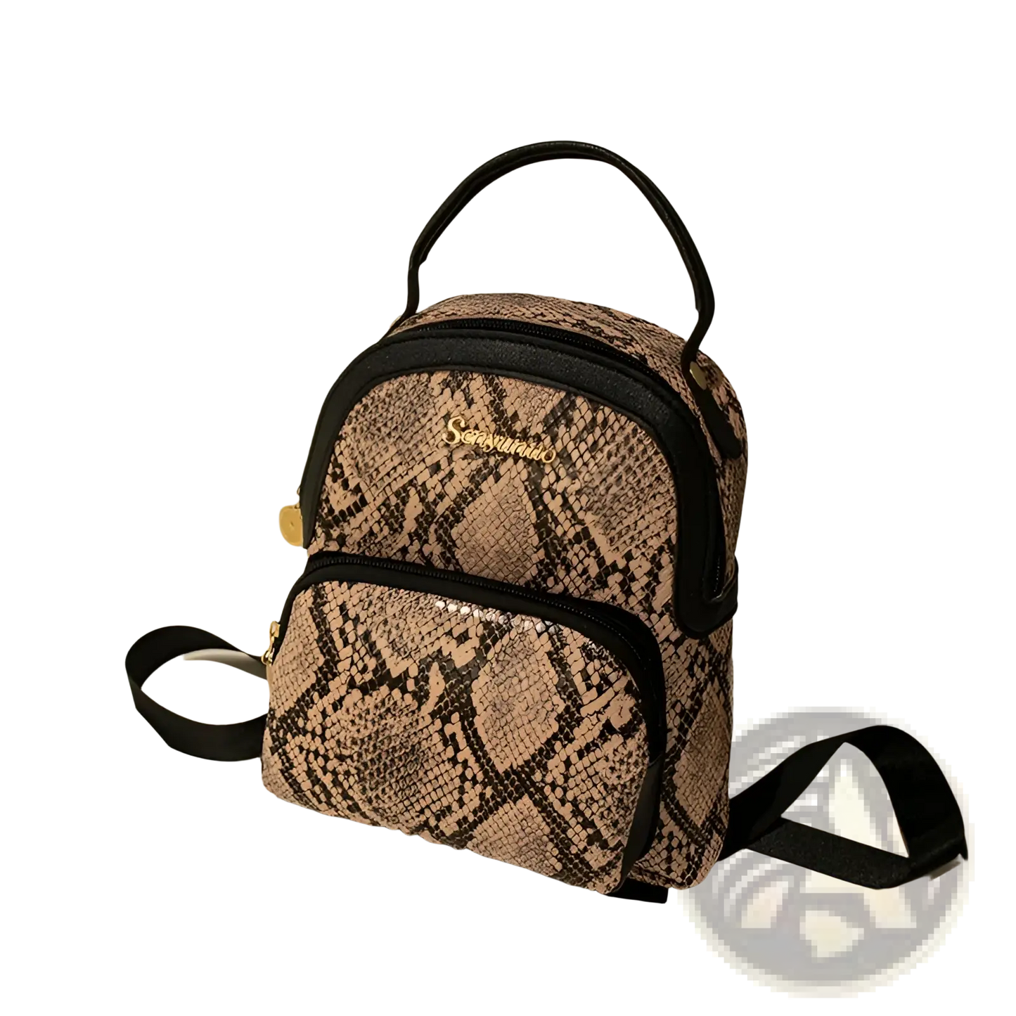 Mini Backpack Cow and Snake Print Korean Style