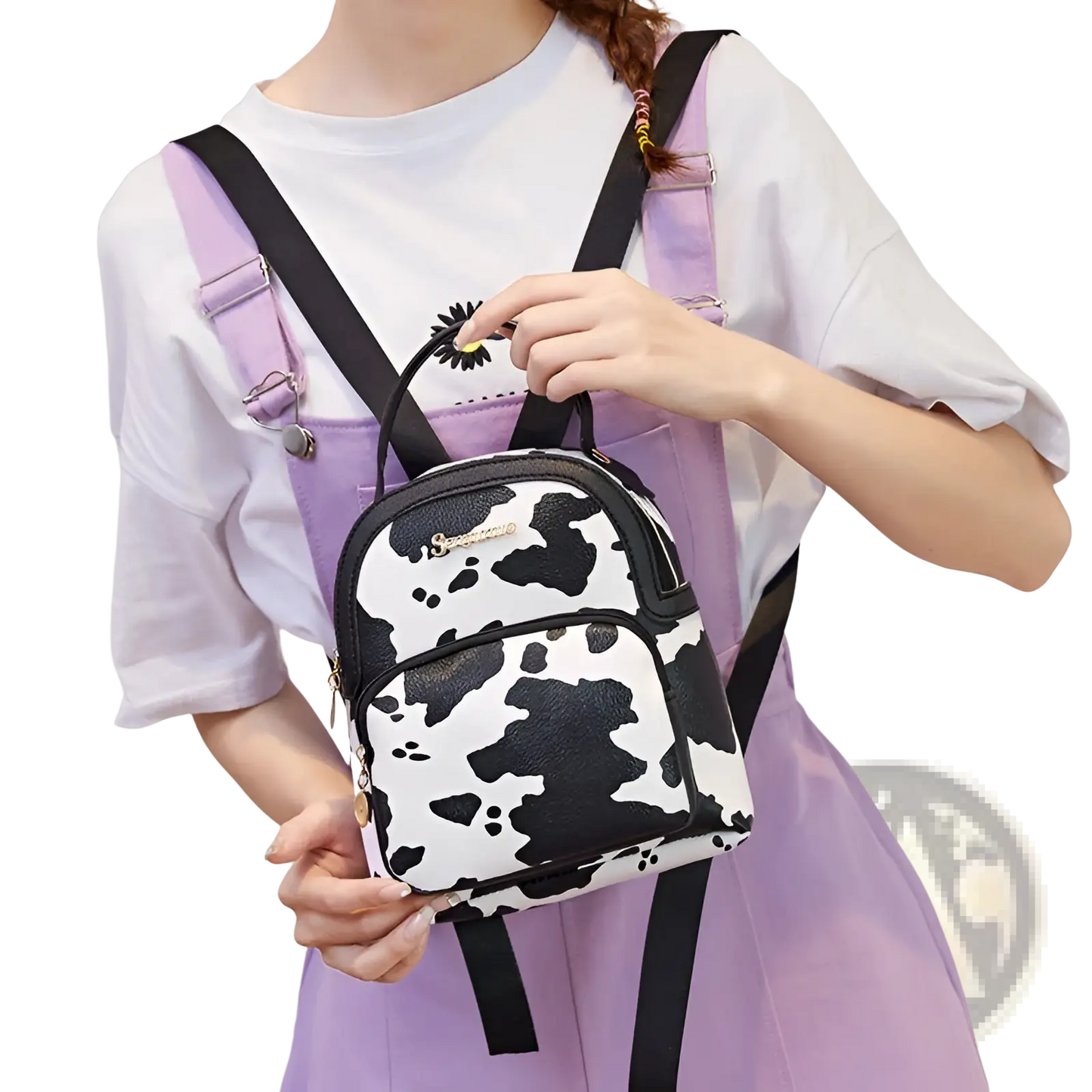 Mini Backpack Cow and Snake Print Korean Style