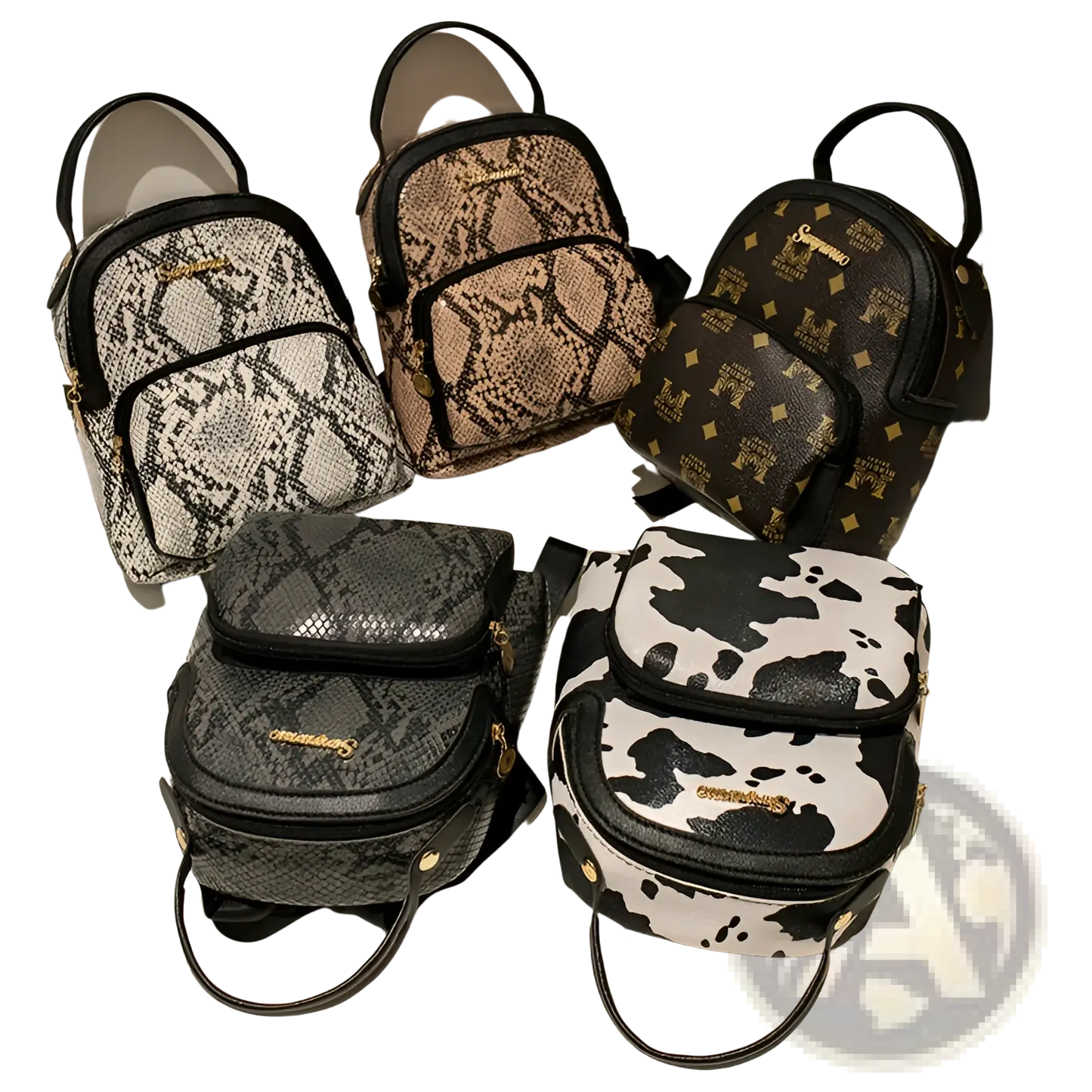 Mini Backpack Cow and Snake Print Korean Style
