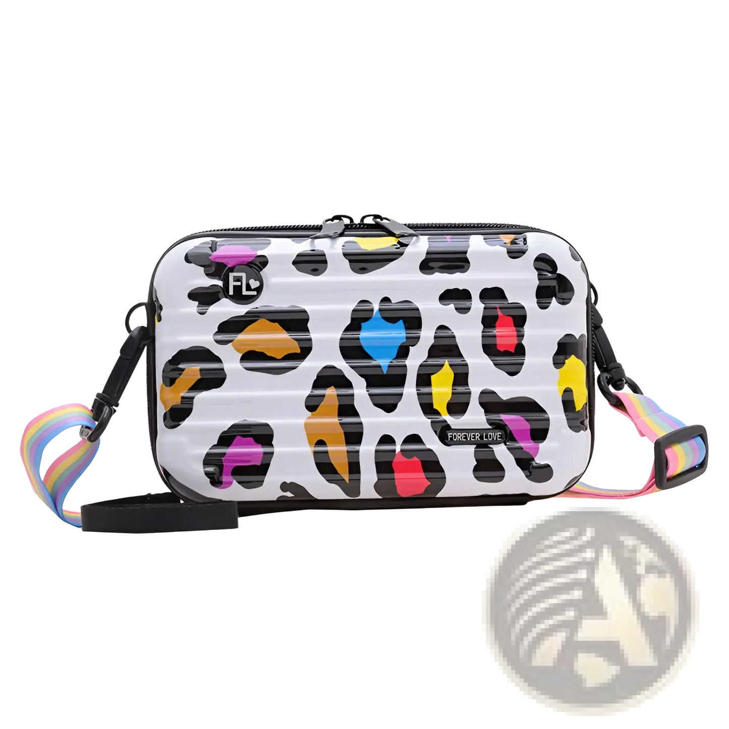 Mini Suitcase Crossbody Bag with Rainbow Strap