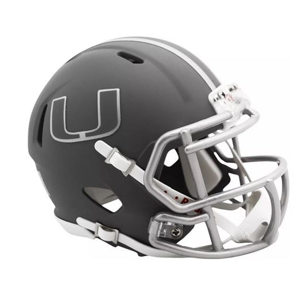 NCAA Miami Hurricanes Riddell Mini Football Helmet Slate Collection Speed Gray