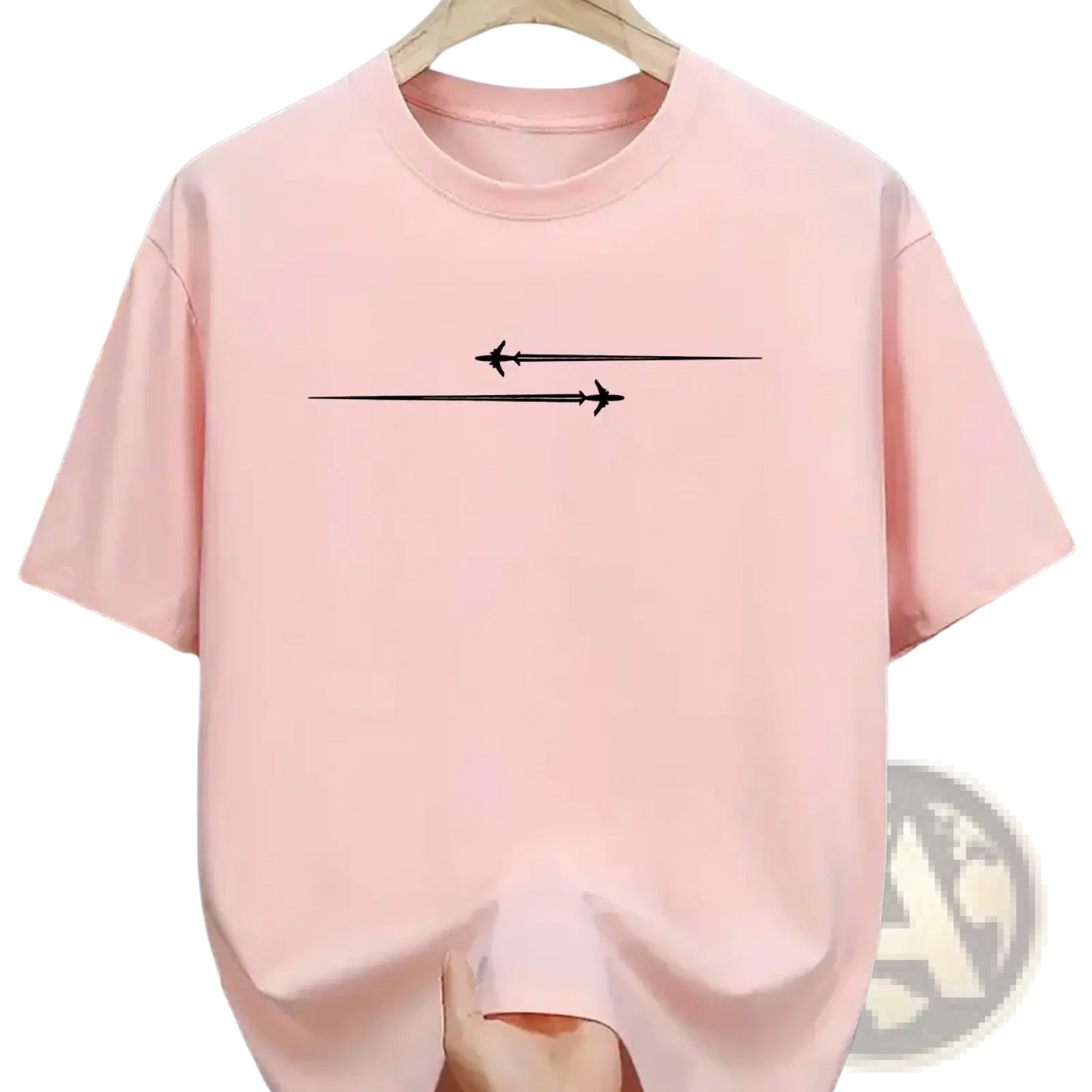 Minimalist Airplane Graphic Cotton Blend Sport t Shirt