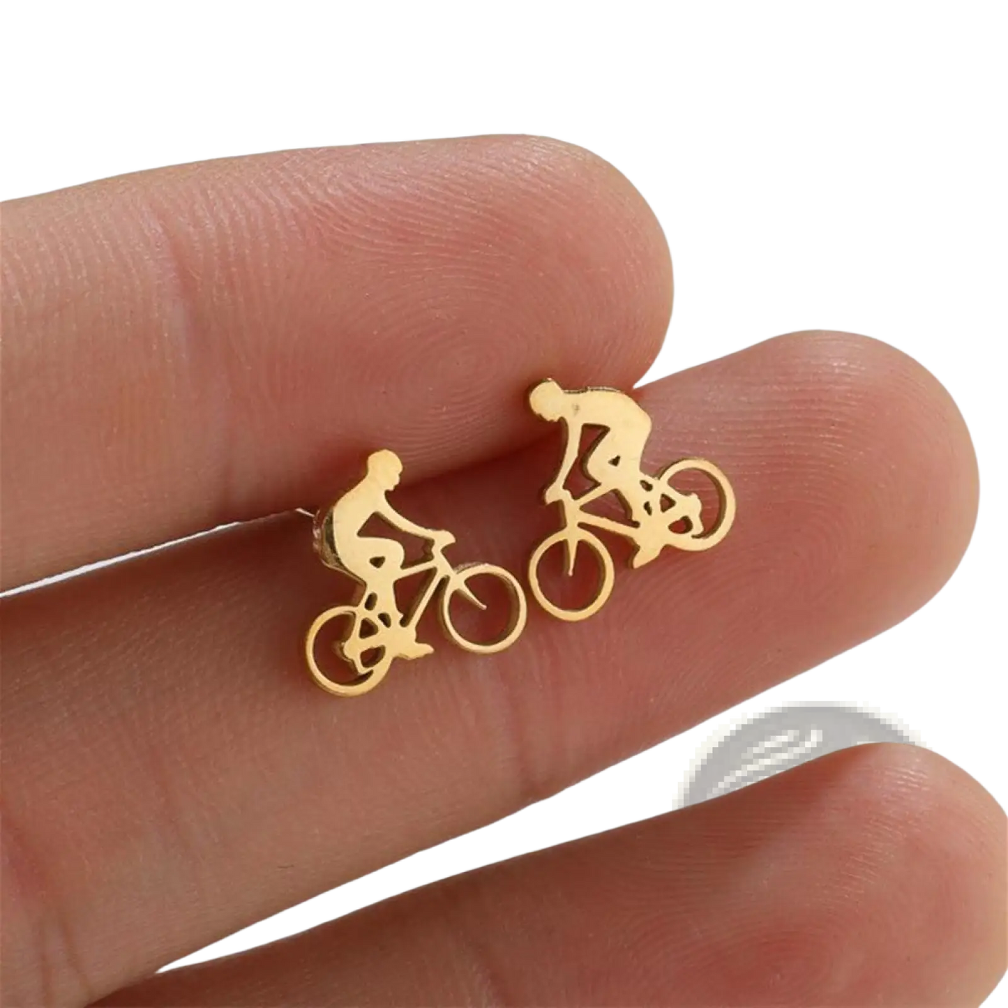 Minimalist Bicycle Rider Silhouette Stud Earrings