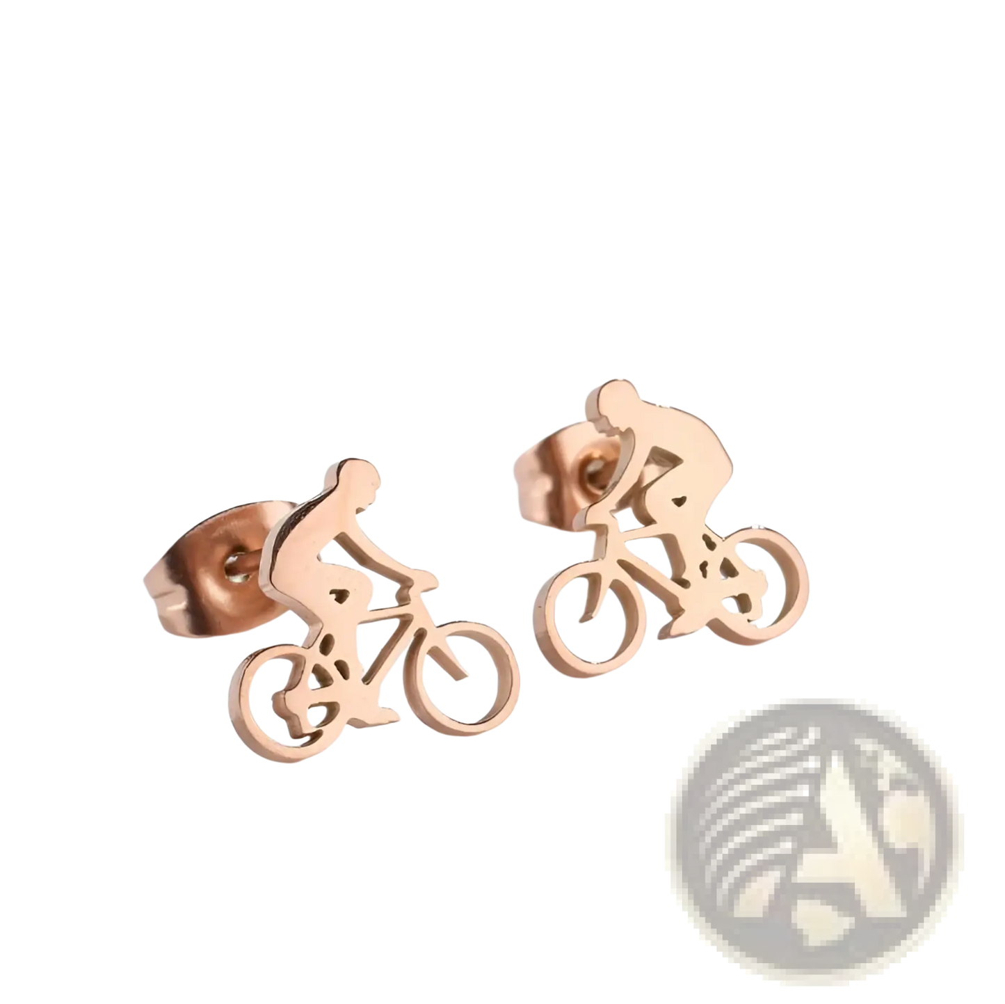 Minimalist Bicycle Rider Silhouette Stud Earrings