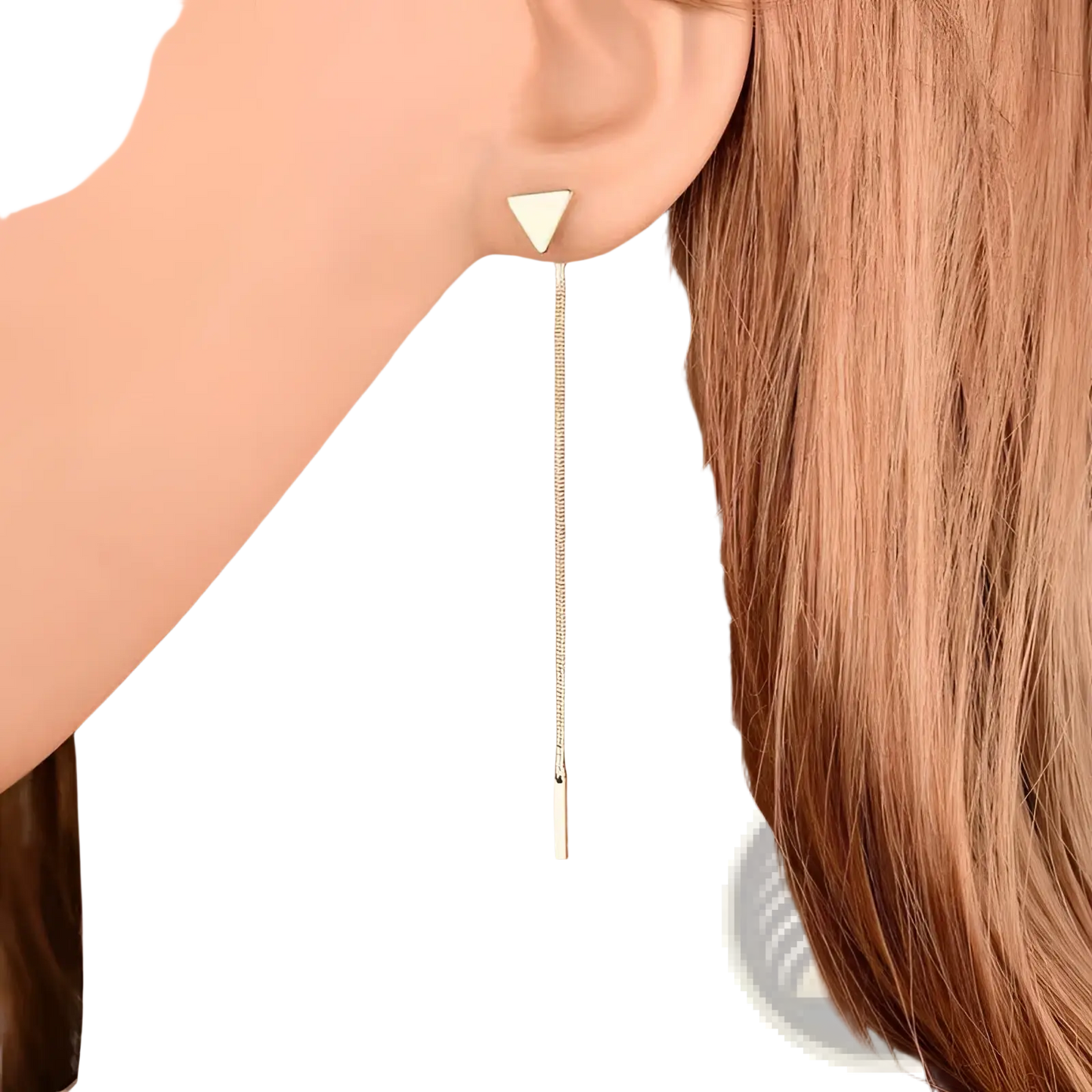 Minimalist Silver and Gold Triangle Tassel Dangle Earrings