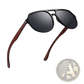 Mirror Lens Wood Temple Aviator Sunglasses