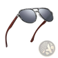 Mirror Lens Wood Temple Aviator Sunglasses
