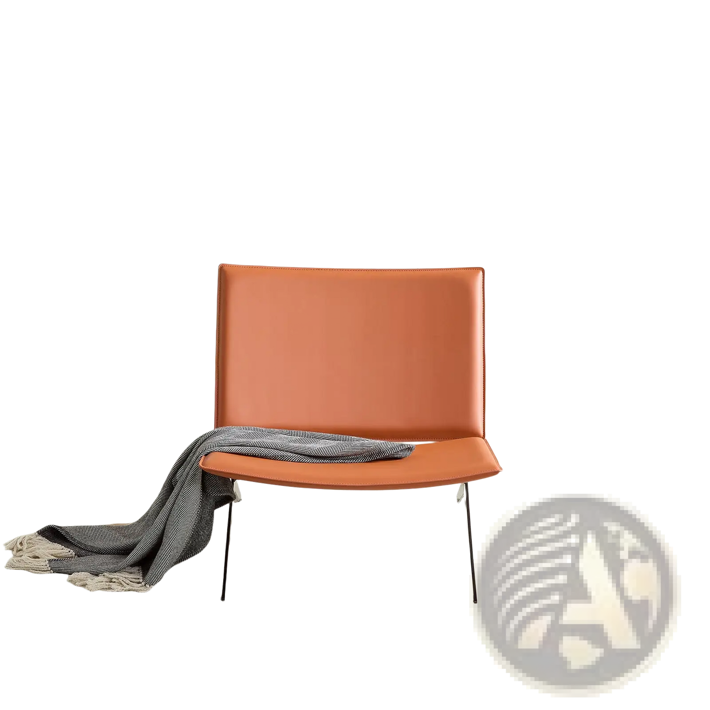 Modern Accent Chair Orange Saddle Leather Seating