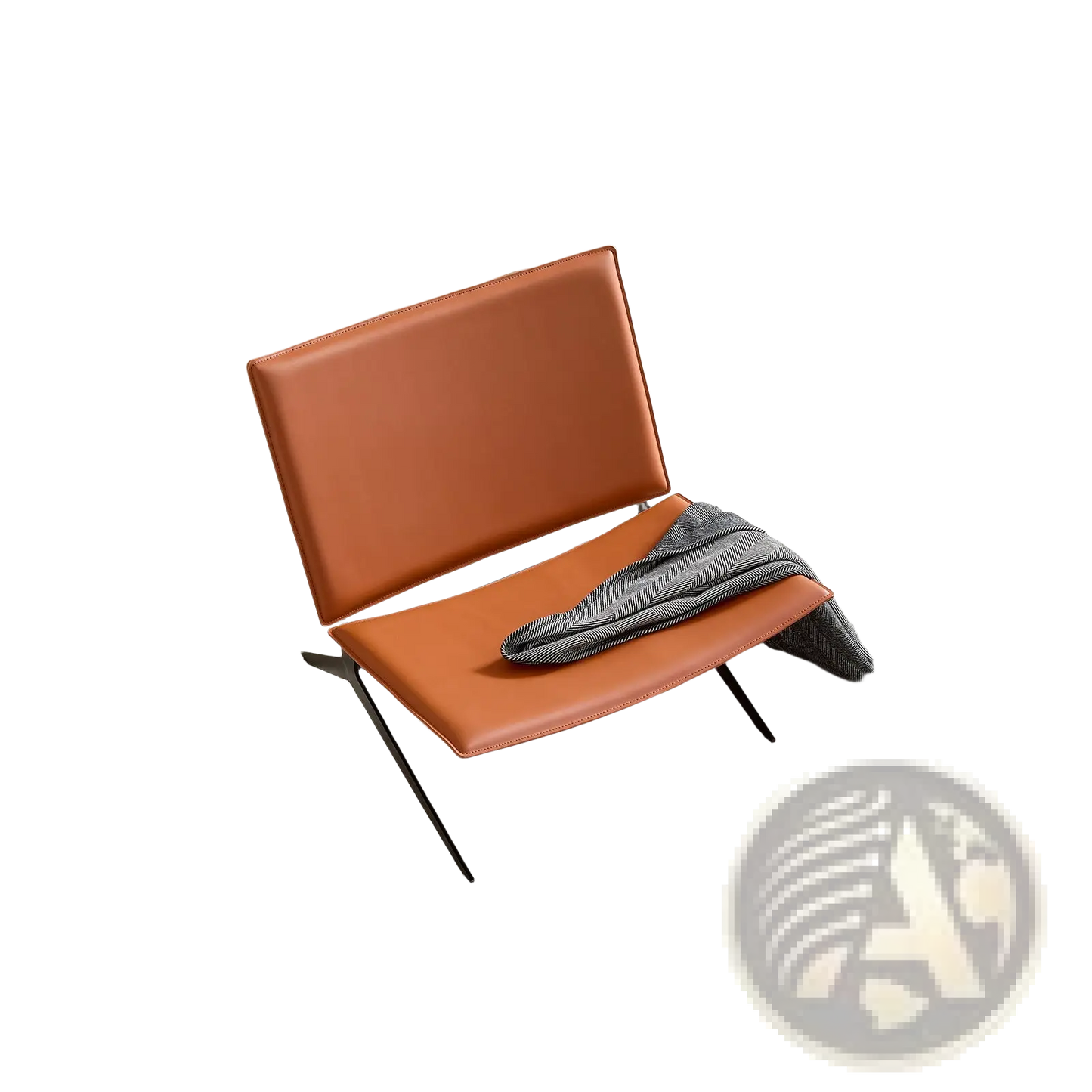 Modern Accent Chair Orange Saddle Leather Seating