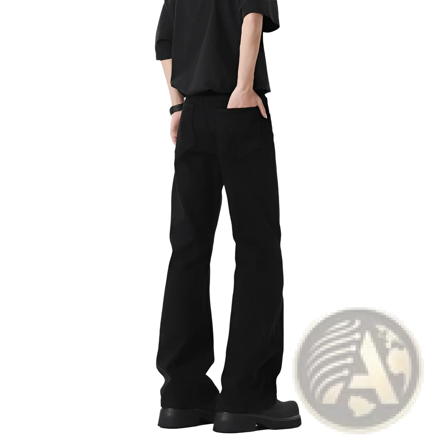 Modern Black Straight Leg Bootcut Denim Jeans