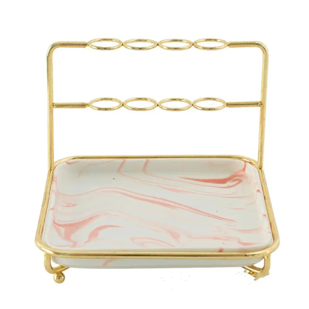 Modern Gold and Ceramic Vanity Cosmetics Organizer