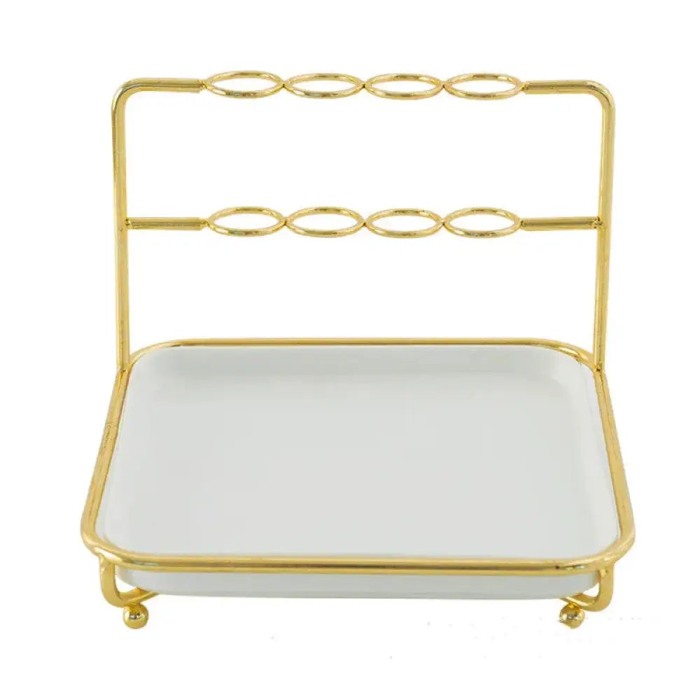 Modern Gold and Ceramic Vanity Cosmetics Organizer