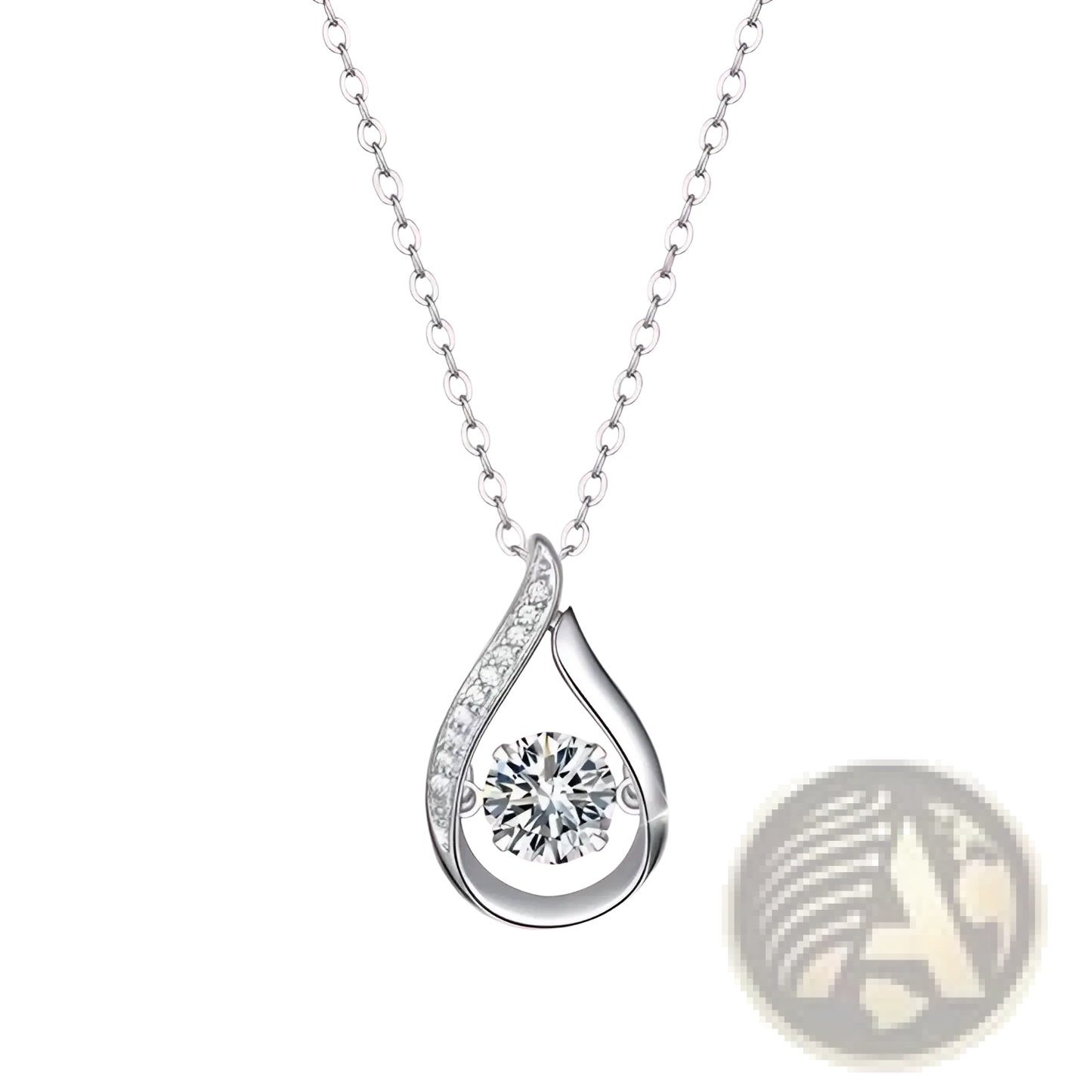 Moissanite Teardrop Halo Pendant in 925 Sterling Silver
