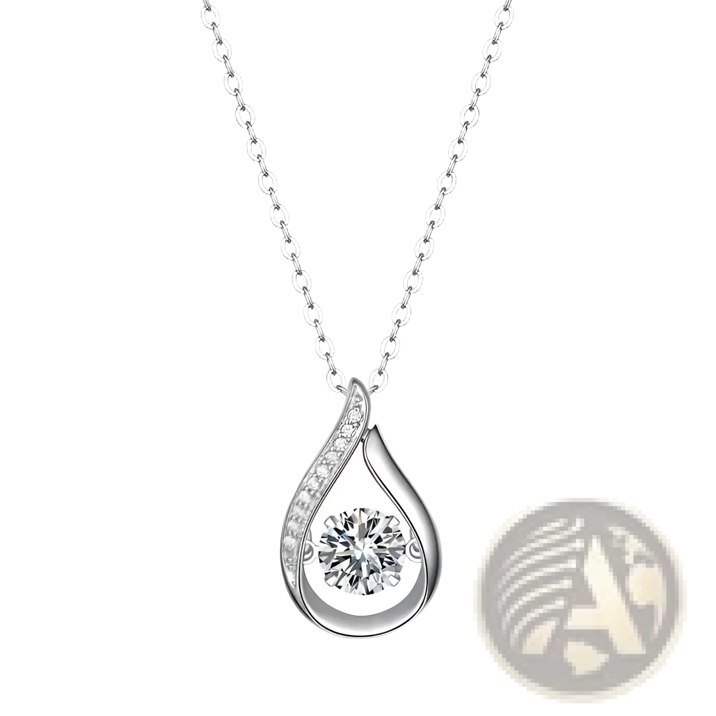 Moissanite Teardrop Halo Pendant in 925 Sterling Silver
