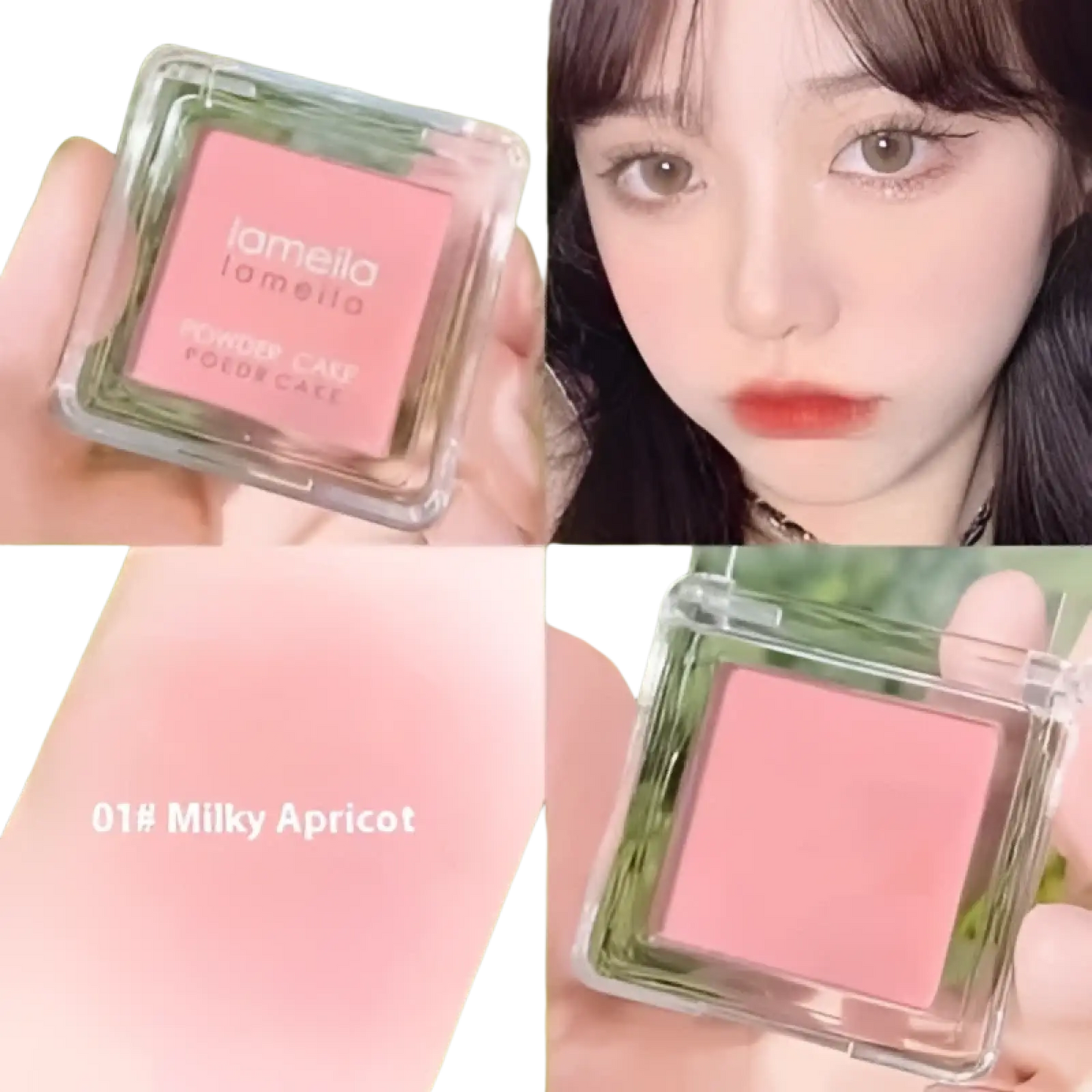 Monochrome Powder Blush Compact with Brush 4 Colors