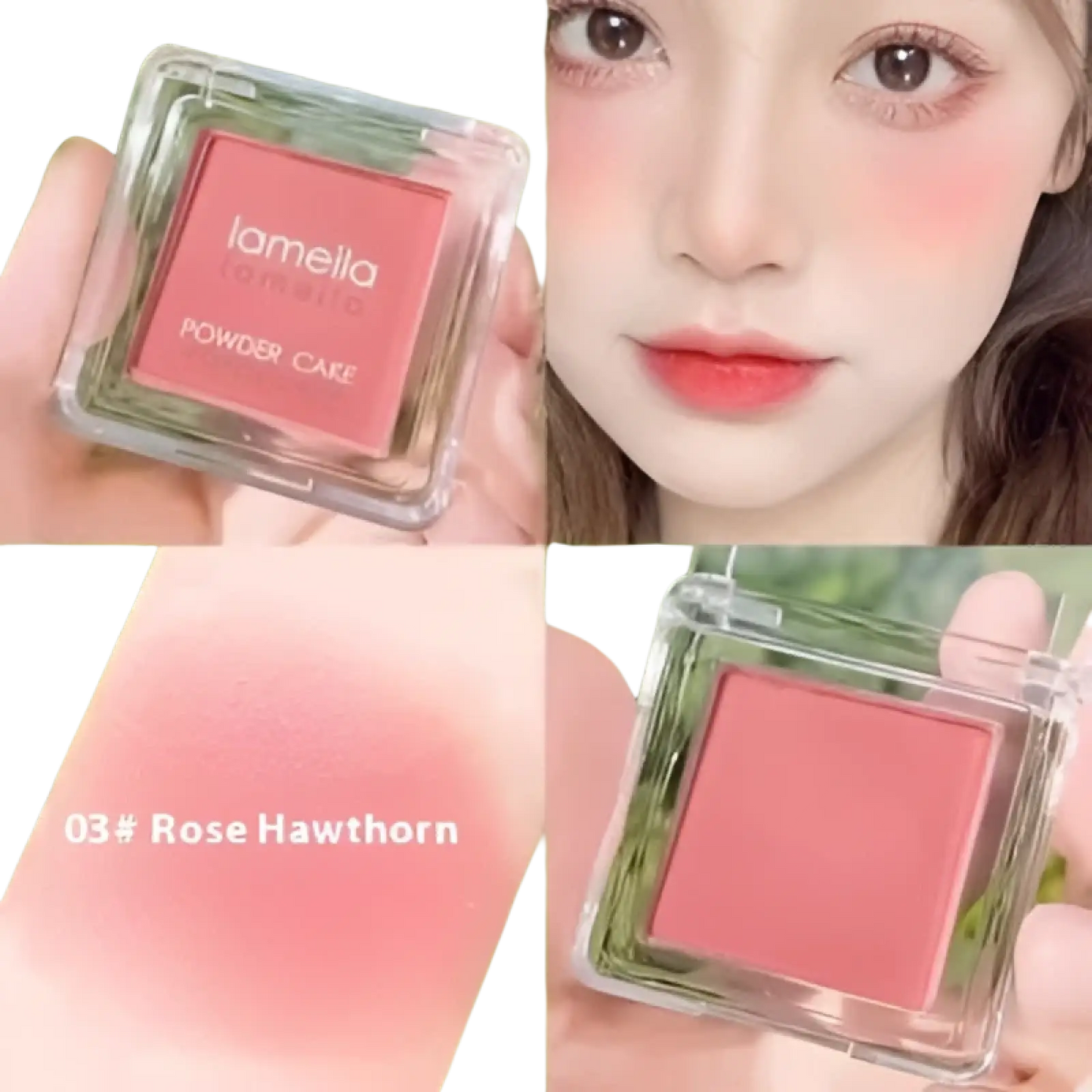 Monochrome Powder Blush Compact with Brush 4 Colors