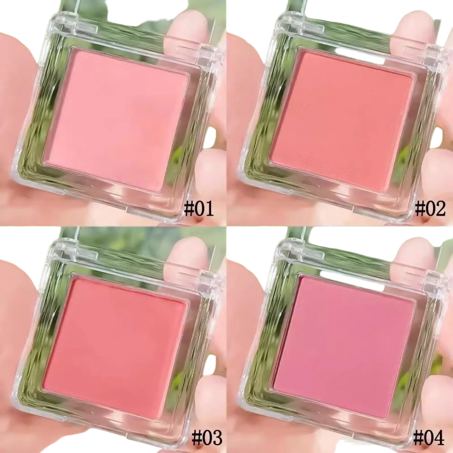Monochrome Powder Blush Compact with Brush 4 Colors