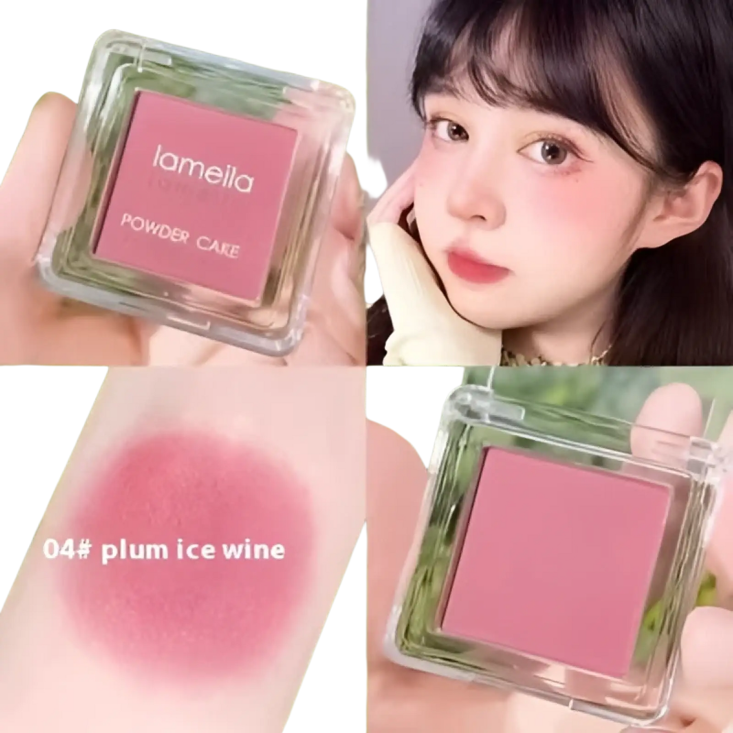 Monochrome Powder Blush Compact with Brush 4 Colors