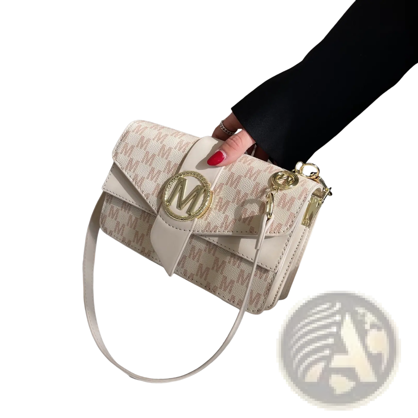 Monogram Letter Print Crossbody Messenger Bag