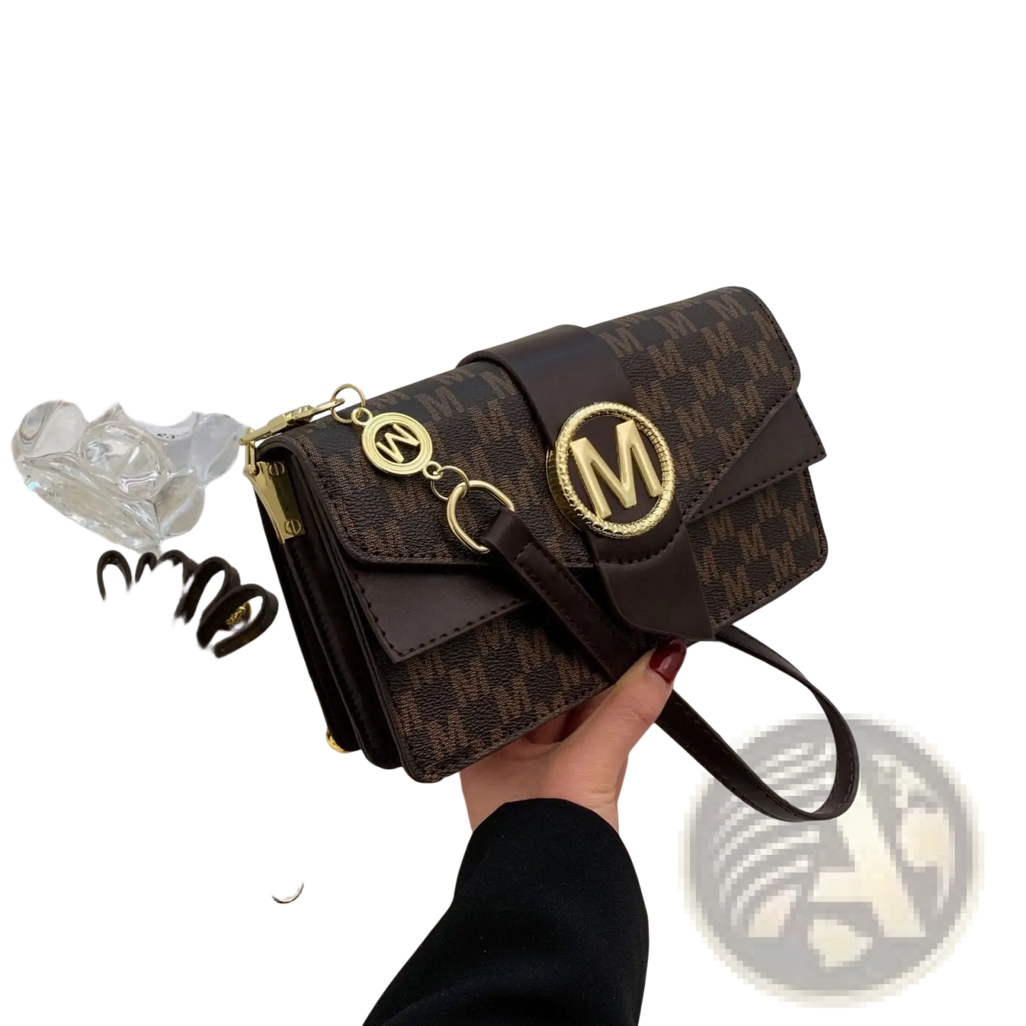 Monogram Letter Print Crossbody Messenger Bag