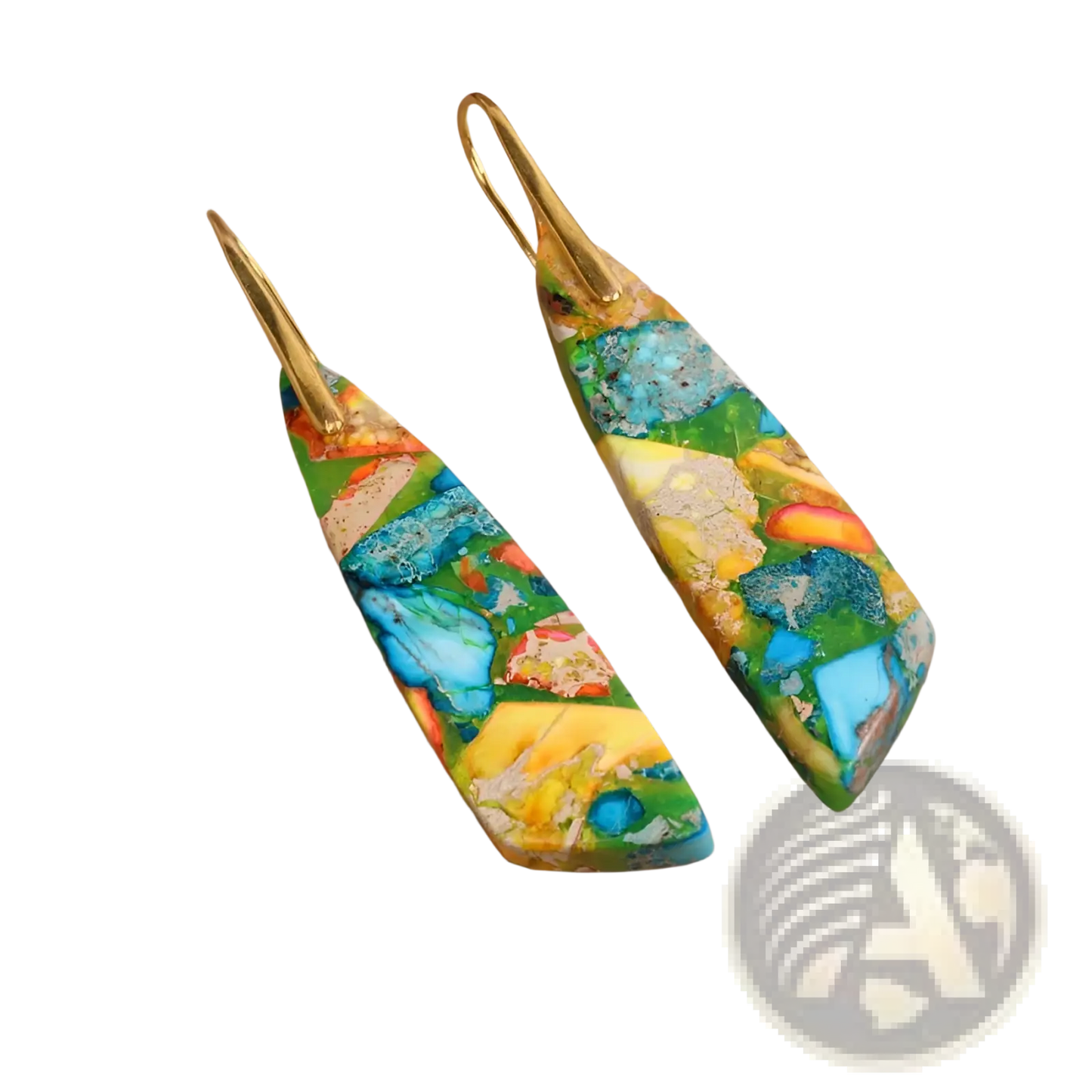Mosaic Geometric Stone Flower Drop Earrings