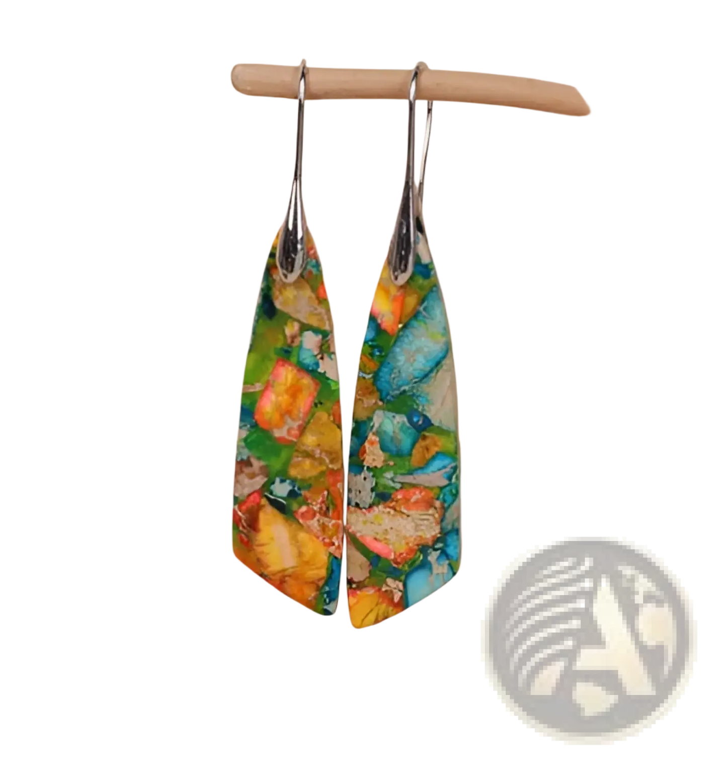 Mosaic Geometric Stone Flower Drop Earrings